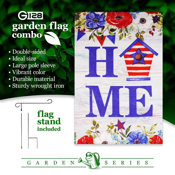 G128 Combo Pack: Garden Flag Stand Black 36 in x 16 in & Garden Flag Patriotic Decoration Home Birdhouse 12"x18" Double-Sided Blockout Fabric - Image 7