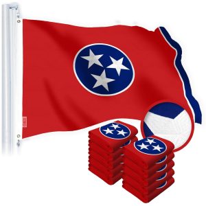 G128 10 Pack: Tennessee TN State Flag | 3x5 Ft | StormFlyer Series Embroidered 220GSM Spun Polyester | Embroidered Design, Indoor/Outdoor, Brass Grommets, Heavy Duty, All Weather