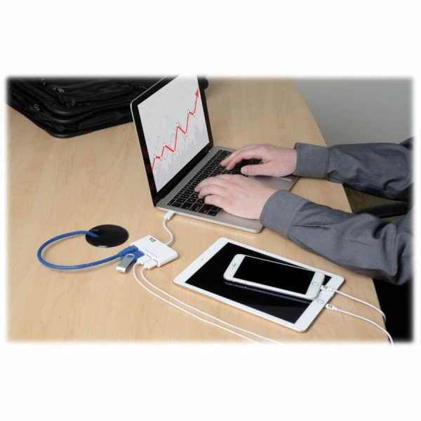 Eaton Tripp Lite Series 3-Port USB 3.x (5Gbps) Hub with LAN Port, USB-C to 3x USB-A Ports and Gigabit Ethernet, White - Image 5