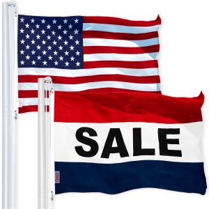 G128 Combo Pack: USA American Flag 3x5 Ft 150D Printed Stars & Sale Flag 3x5 Ft 150D Printed