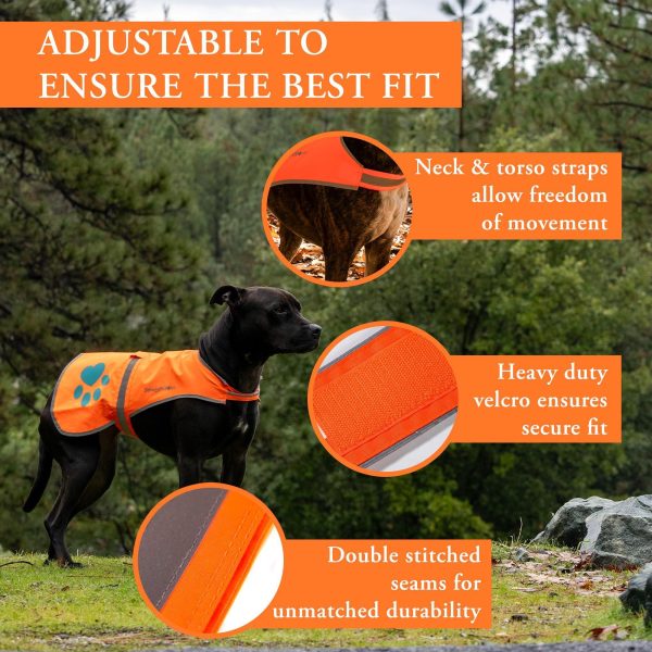 Reflective Dog Vest. Hi Visibility Fluorescent Blaze Orange Dog Vest Helps Protect Your Best Friend. Safeguard Your PUP from Motorists & Hunting Accidents On or Off Leash. (X Small) - Image 3