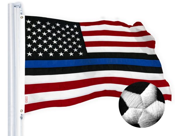 G128 Blue Lives Matter Flag Police Flag 3x5 feet Spun Polyester 220GSM Embroidered, Tough, Durable, Indoor/Outdoor, Vibrant Colors, Brass Grommet