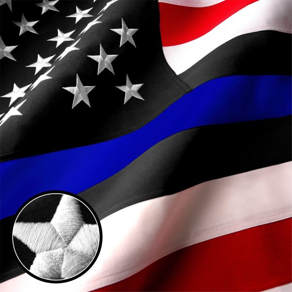 G128 Blue Lives Matter Flag Police Flag 3x5 feet Spun Polyester 220GSM Embroidered, Tough, Durable, Indoor/Outdoor, Vibrant Colors, Brass Grommet - Image 2