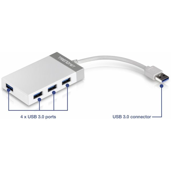 TRENDnet 4-Port USB 3.0 Compact Mini Hub with Built in USB 3.0 Cable, Plug & Play, Compatible with: Linux, Windows, Mac, Nintendo Switch, Backwards Compatible with USB 2.0, TU3-H4E - Image 2