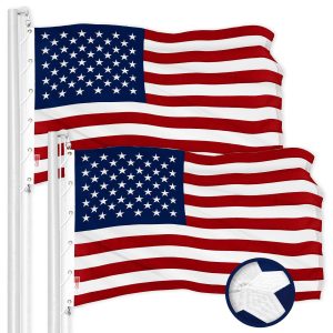 G128 2 Pack: American USA Flag | 15x25 Ft | ToughWeave Series Embroidered 600D Polyester | Country Flag, Embroidered Stars, Sewn Stripes, Indoor/Outdoor, Brass Grommets