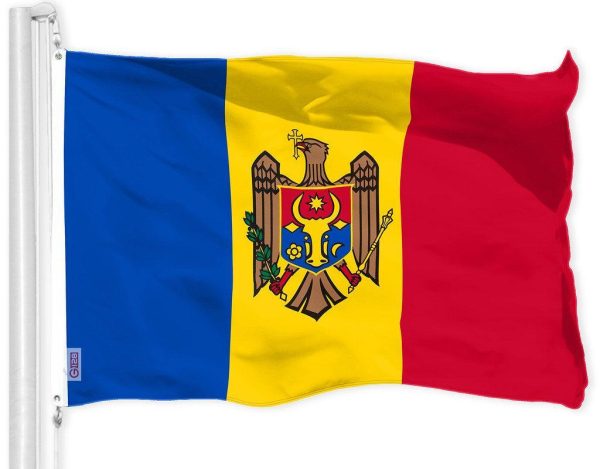 G128 Moldova Moldovan Flag | 3x5 Ft | Printed 150D Polyester - Indoor/Outdoor, Vibrant Colors, Brass Grommets, Quality Polyester, Much Thicker More Durable Than 100D 75D Polyester