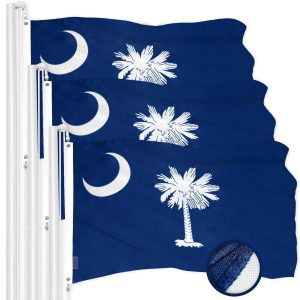 G128 3 Pack: South Carolina SC State Flag | 4x6 Ft | ToughWeave Series Embroidered 300D Polyester | Embroidered Design, Indoor/Outdoor, Brass Grommets
