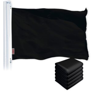 Solid Black Color Flag 3x5 Ft 5-Pack Printed 150D Polyester By G128