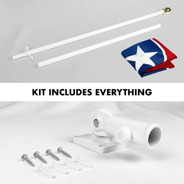 G128 Combo Pack: 5 Ft Tangle Free Aluminum Spinning Flagpole (White) & Tennessee TN State Flag 2x3 Ft, ToughWeave Series Embroidered 300D Polyester | Pole with Flag Included - Image 2