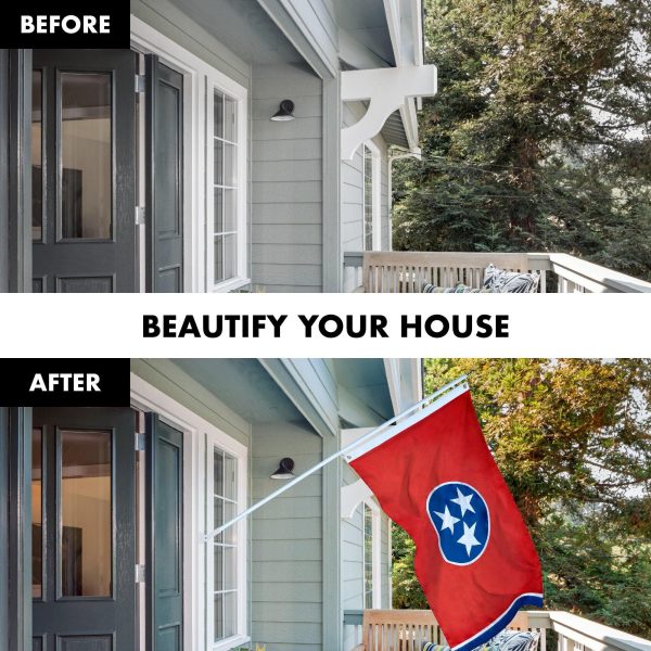 G128 Combo Pack: 5 Ft Tangle Free Aluminum Spinning Flagpole (White) & Tennessee TN State Flag 2x3 Ft, ToughWeave Series Embroidered 300D Polyester | Pole with Flag Included - Image 3