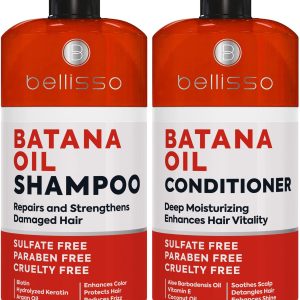 Batana Oil Shampoo and Conditioner Set   Thickening Hair Products for Women and Men   For Strengthening and Volumizing Fine and Thinning Hair   Sulfate Free with Biotin and Keratin for a Fuller Look
