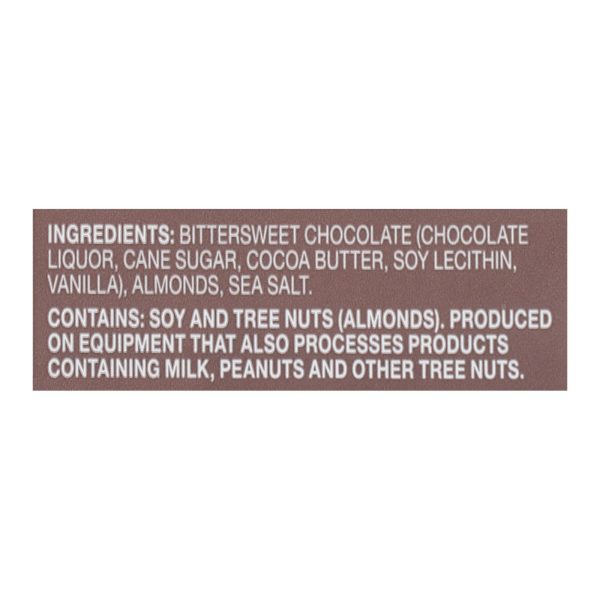 Endangered Species Natural Chocolate Bar - Dark Chocolate - 72 Percent Cocoa - Sea Salt and Almonds - 3 oz Bars - Case of 12