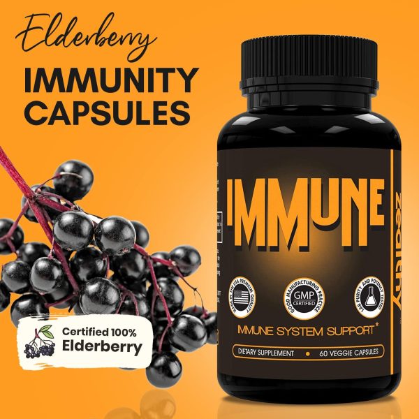 Immune Support Supplement Elderberry Capsules with Vitamin D3 Vitamin C and Zinc for Immune Support Immune Boosters for Adults - Image 2