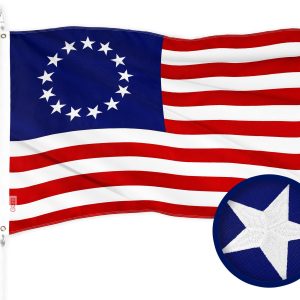 G128 Betsy Ross Flag | 1x1.5 Ft | ToughWeave Series Embroidered 300D Polyester | Historical Flag, Embroidered Design, Indoor/Outdoor, Brass Grommets