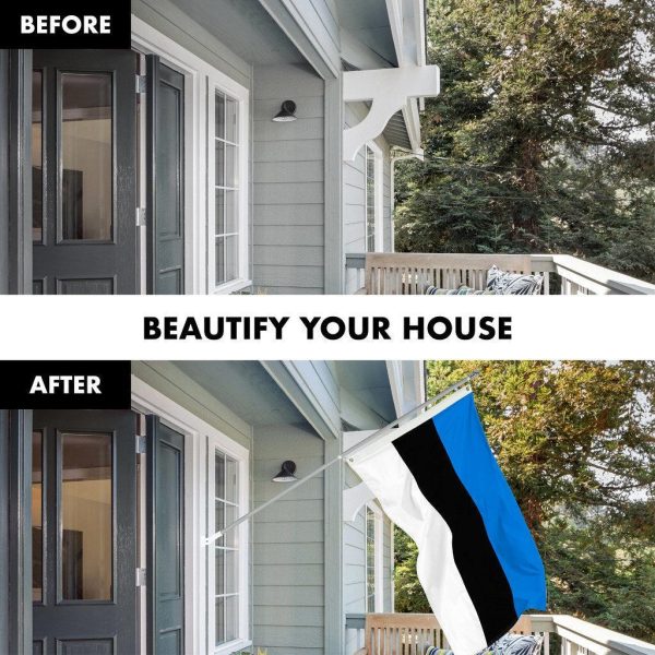 G128 Combo Pack: 6 Ft Tangle Free Spinning Flagpole (Silver) & Estonia Flag 3x5 Ft Printed 150D Polyester, Brass Grommets (Flag Included) Aluminum Flag Pole - Image 3