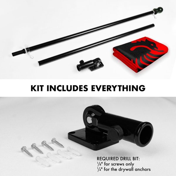 G128 Combo Pack: 6 Feet Tangle Free Spinning Flagpole (Black) Albania Flag 3x5 ft Printed 150D Brass Grommets (Flag Included) Aluminum Flag Pole - Image 2