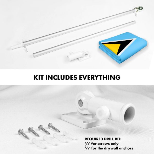 G128 Combo Pack: 6 Ft Tangle Free Aluminum Spinning Flagpole (Silver) & Saint Lucia Saint Lucian Flag 3x5 Ft, LiteWeave Pro Series Printed 150D Polyester | Pole with Flag Included - Image 2