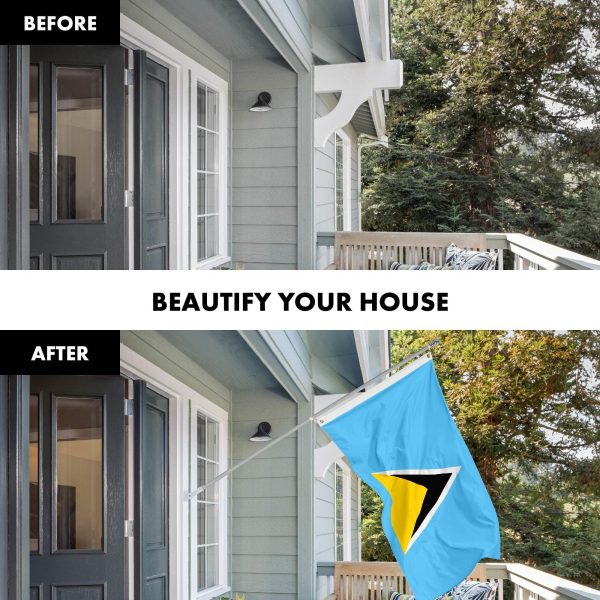 G128 Combo Pack: 6 Ft Tangle Free Aluminum Spinning Flagpole (Silver) & Saint Lucia Saint Lucian Flag 3x5 Ft, LiteWeave Pro Series Printed 150D Polyester | Pole with Flag Included - Image 3