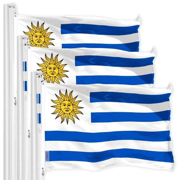 Uruguay Uruguayan Flag 3x5 Ft 3-Pack 150D Printed Polyester By G128