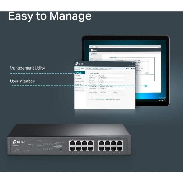 TP-Link TL-SG1016PE - 16-Port Gigabit Easy Smart PoE Switch with 8-Port PoE+ - Image 6