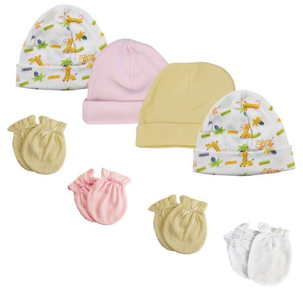 Baby Girl Infant Caps And Mittens (pack Of 8) Nc_0321