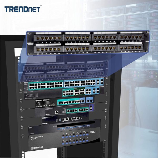 TRENDnet 48-Port Cat6 Unshielded Patch Panel, Wallmount Or Rackmount, Compatible With Cat3,4,5,5e,6 Cabling, For Ethernet, Fast Ethernet, Gigabit Applications, Black, TC-P48C6 - Image 3