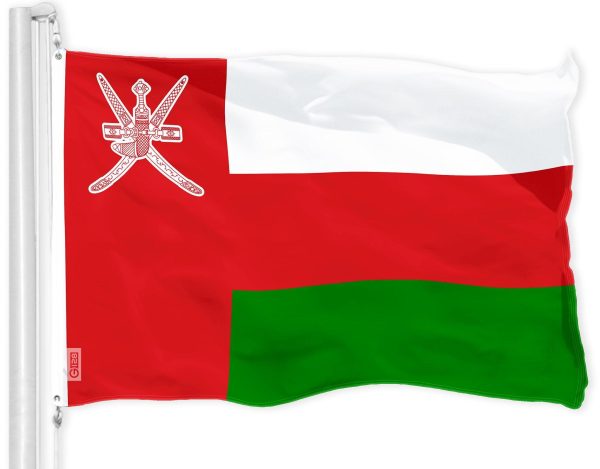 G128 Oman Omani Flag | 3x5 Ft | LiteWeave Pro Series Printed 150D Polyester | Country Flag, Indoor/Outdoor, Vibrant Colors, Brass Grommets, Thicker and More Durable Than 100D 75D Polyester