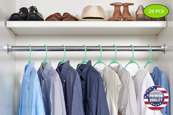 Hangers for Adult Size Clothing Plastic Ideal for Everyday Standard Use Clothes Shirts Blouses TShirts Dresses Jackets Suits. Color  Mint Pack  20 PCS. - Image 6