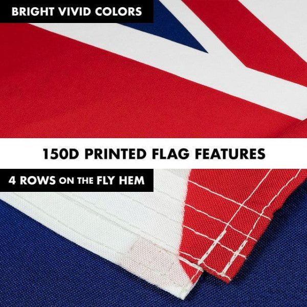 G128 Combo Pack: 6 Feet Tangle Free Spinning Flagpole (Silver) UK United Kingdom Flag 3x5 ft Printed 150D Brass Grommets (Flag Included) Aluminum Flag Pole - Image 5