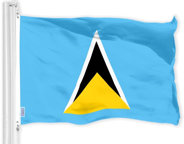 G128 Combo Pack: American USA Flag 3x5 Ft & Saint Lucia Saint Lucian Flag 3x5 Ft | Both LiteWeave Pro Series Printed 150D Polyester, Brass Grommets - Image 2