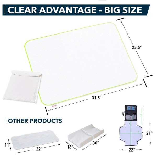 Portable Changing Pad for Home & Travel   Biggest Reusable Waterproof Changing Mat Extra Large Size 25.5”x31.5”   Reinforced Double Seams   Change Diaper On The Go   Unisex Boys & Girls   Storage Bag - Image 3