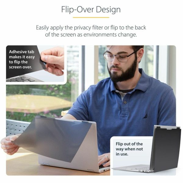 StarTech.com 14in 16:9 Touch Privacy Screen, Laptop Security Shield, Anti-Glare Blue Light Filter Flip-Over - Image 3