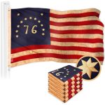 G128 5 Pack: Bennington 76 Tea-Stained Flag | 2x3 Ft | ToughWeave Pro Series Embroidered 420D Polyester | Historical Flag, Embroidered Design, Indoor/Outdoor, Brass Grommets, High Quality