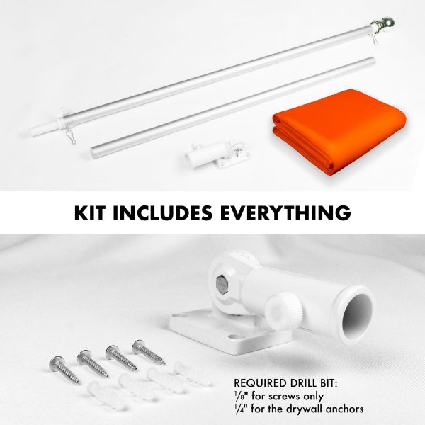 G128 Combo Pack: 6 Feet Tangle Free Spinning Flagpole (Silver) Solid Orange Flag 3x5 ft Printed 150D Brass Grommets (Flag Included) Aluminum Flag Pole - Image 2