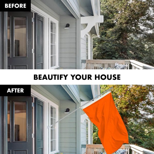 G128 Combo Pack: 6 Feet Tangle Free Spinning Flagpole (Silver) Solid Orange Flag 3x5 ft Printed 150D Brass Grommets (Flag Included) Aluminum Flag Pole - Image 3