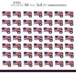 MULTI PACK: American Flag 210D Embroidered Polyester 3x5 Ft  - 50 PACK