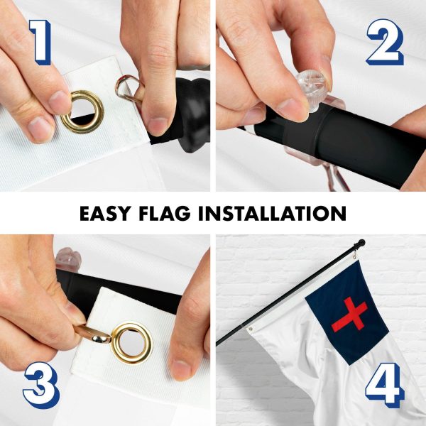 G128 - 6 Feet Tangle Free Spinning Flagpole (Black) Christian Brass Grommets Printed 3x5 ft (Flag Included) Aluminum Flag Pole - Image 7