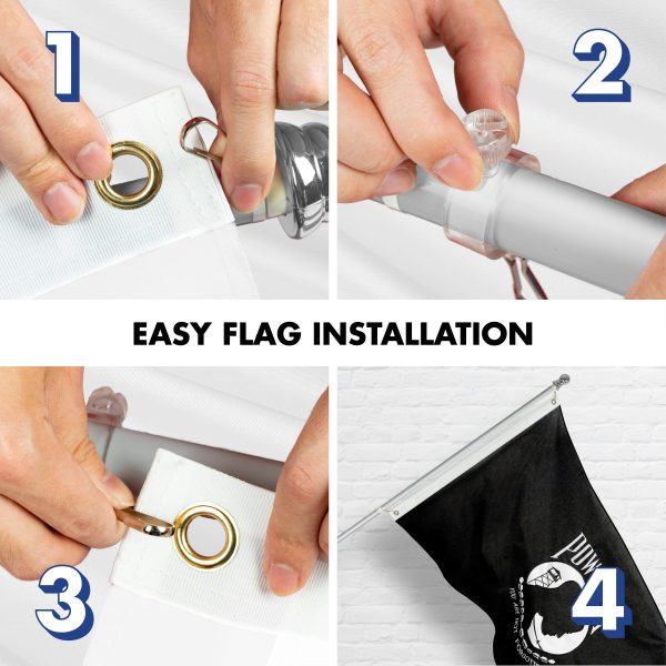 G128 Flag Pole 5 FT Silver Tangle Free & POW MIA Flag Emb 2.5x4 FT Combo Embroidered Spun Polyester - Image 7