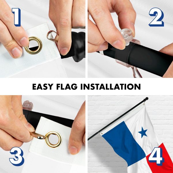G128 Combo Pack: 6 Feet Tangle Free Spinning Flagpole (Black) Panama Panamanian Flag 3x5 ft Printed 150D Brass Grommets (Flag Included) Aluminum Flag Pole - Image 7