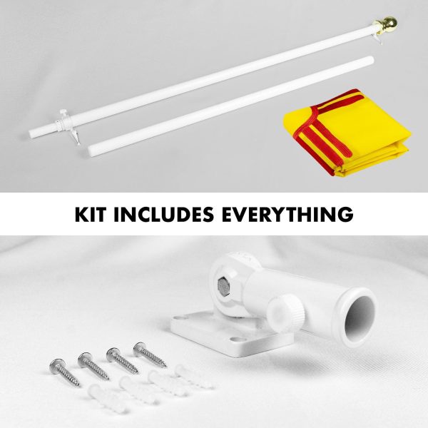 G128 Combo Pack: 5 Ft Tangle Free Aluminum Spinning Flagpole (White) & New Mexico NM State Flag 2.5x4 Ft, ToughWeave Series Embroidered 300D Polyester | Pole with Flag Included - Image 2