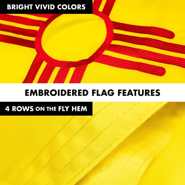 G128 Combo Pack: 5 Ft Tangle Free Aluminum Spinning Flagpole (White) & New Mexico NM State Flag 2.5x4 Ft, ToughWeave Series Embroidered 300D Polyester | Pole with Flag Included - Image 5
