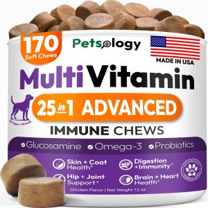 Dog Multivitamin Chewable   Dog Vitamins and Supplements with Glucosamine   170 Chews   Hip & Joint Pet Immune Support Skin & Coat Gut & Heart Health   Senior & Puppy Multivitamin Pet Supplement