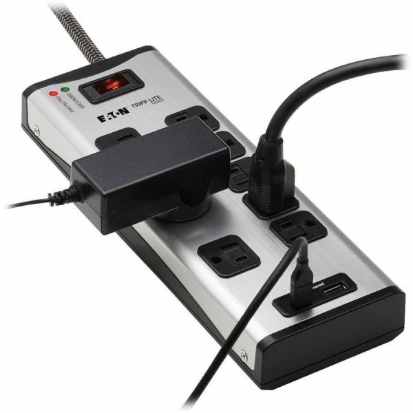Eaton Tripp Lite Series 8-Outlet Surge Protector with 1 USB-A and 1 USB-C (3.9A Shared) - 8 ft. Cord, 2100 Joules, Metal Housing - Image 2