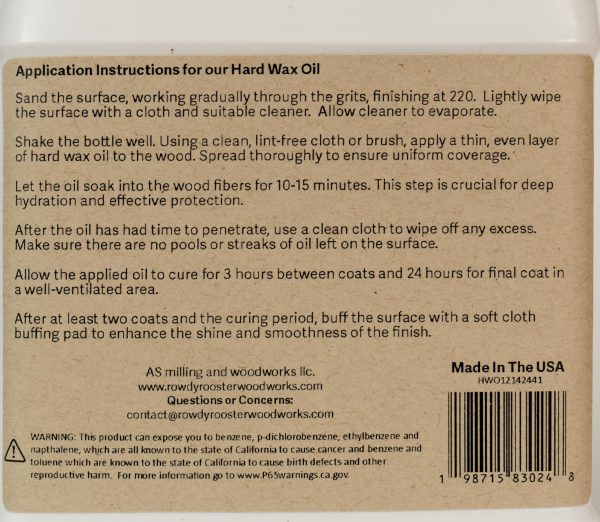 Rowdy Rooster's Traditional HardWax Oil for a Beautiful Finish on Furniture Tables and More. Easy to Apply Satin Finish 16 Fl Oz - Image 4