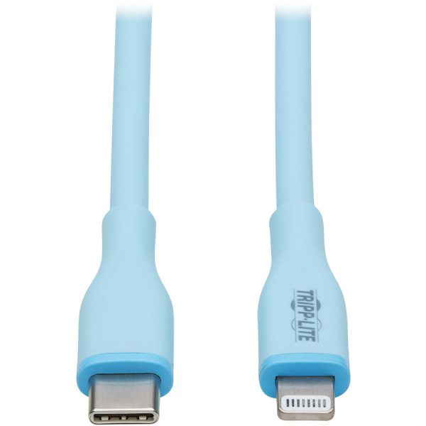 Eaton Tripp Lite Series Safe-IT USB-C to Lightning Sync/Charge Antibacterial Cable, Ultra Flexible, MFi Certified - USB 2.0 (M/M), Light Blue, 6 ft. (1.83 m) - Image 2