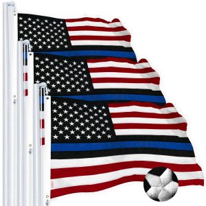 G128 Blue Lives Matter Flag 2.5x4 FT 3-Pack Police Flag Embroidered Spun Polyester