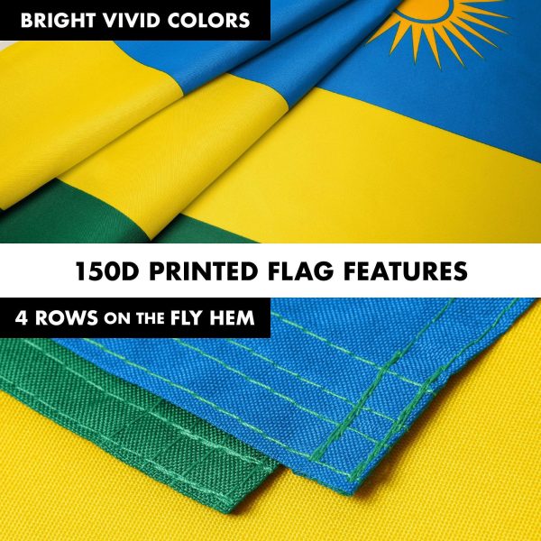 G128 Combo Pack: 6 Ft Tangle Free Aluminum Spinning Flagpole (Black) & Rwanda Rwandan Flag 3x5 Ft, LiteWeave Pro Series Printed 150D Polyester | Pole with Flag Included - Image 5
