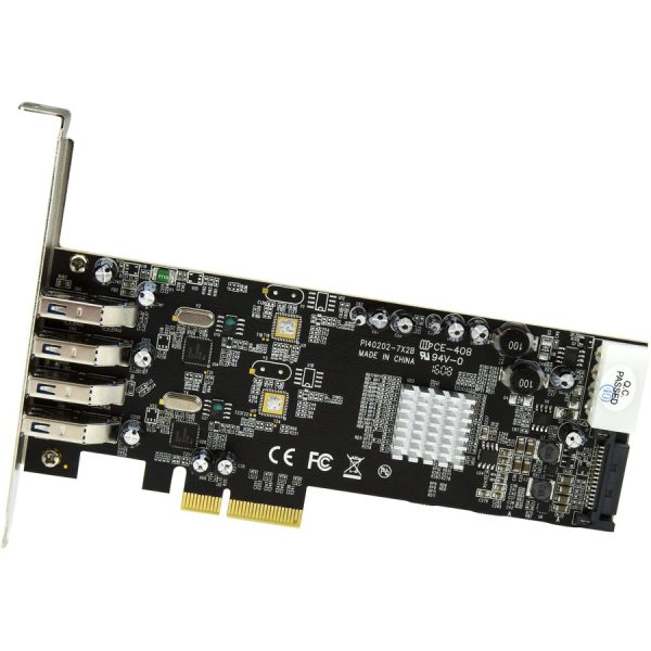 StarTech.com 4 Port PCI Express (PCIe) SuperSpeed USB 3.0 Card Adapter w/ 2 Dedicated 5Gbps Channels - UASP - SATA / LP4 Power - Image 2