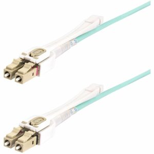 StarTech.com 10m (32.8ft) LC (UPC) OM4 Multimode Fiber Optic Cable, Push Pull Tabs, 50/125, 100G, Low Insertion Loss, Fiber Jumper Cord
