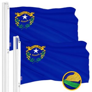 G128 2 Pack: Nevada NE State Flag | 3x5 Ft | ToughWeave Series Embroidered 300D Polyester | Embroidered Design, Indoor/Outdoor, Brass Grommets